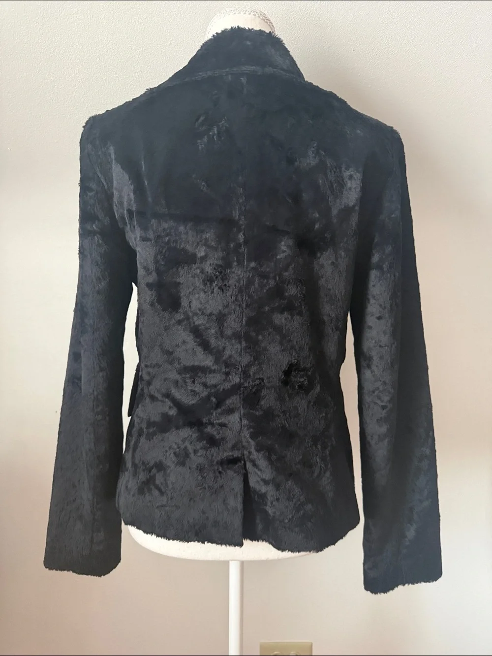 Club Monaco Black Faux Fur Tie-Waist Jacket